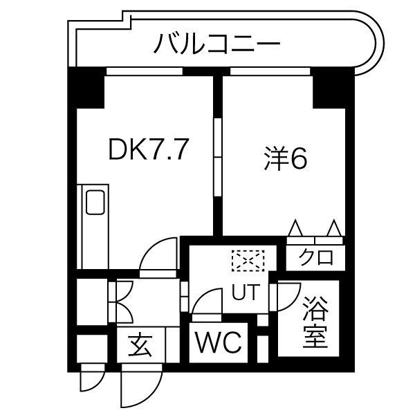 サンタの館医大前(1LDK/8階)の間取り写真