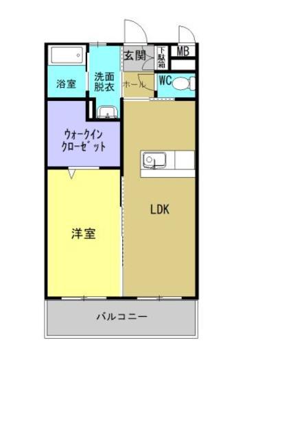 エステート早水(1LDK/2階)の間取り写真