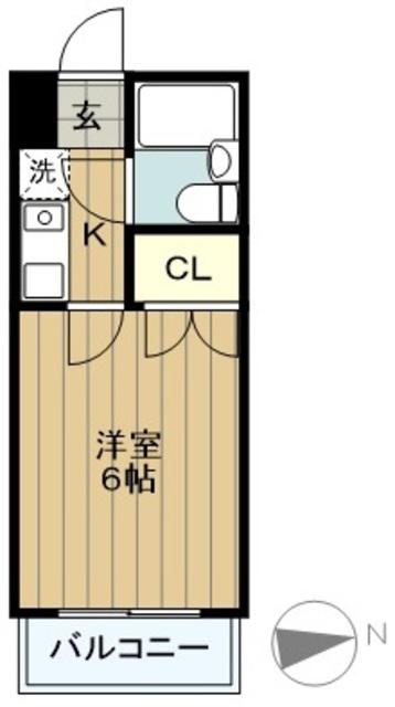 スカイコート多摩川第2(1K/2階)の間取り写真