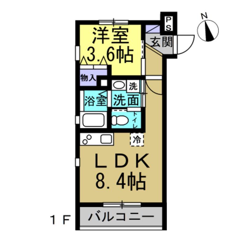 半田市苗代町共同 工事(1LDK/1階)の間取り写真