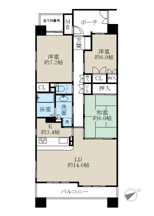 ライズ西堀(3LDK/11階)の間取り写真