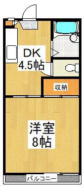 クリード指扇(1K/2階)の間取り写真