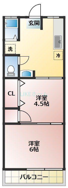 習志野コーポ(2K/1階)の間取り写真