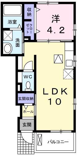 アヴァンティI(1LDK/1階)の間取り写真