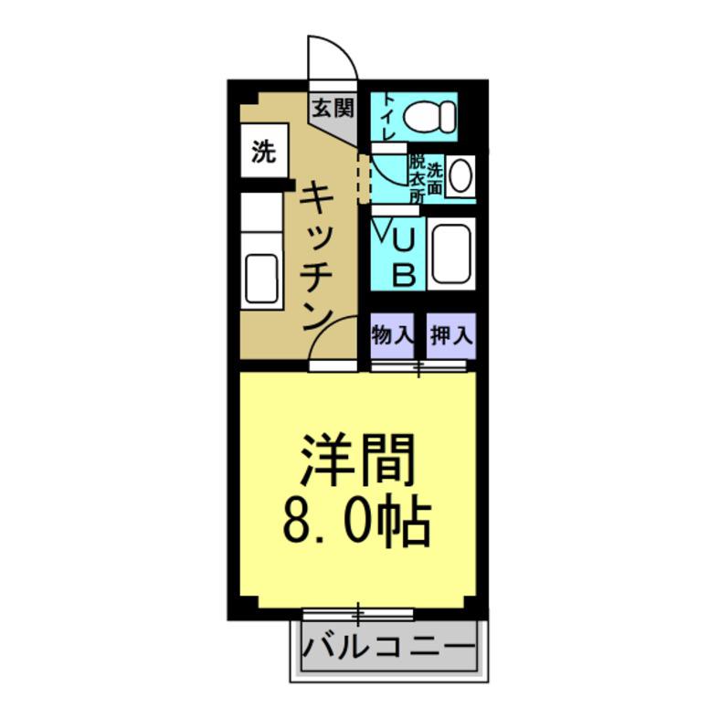 フラット眞山(1K/1階)の間取り写真