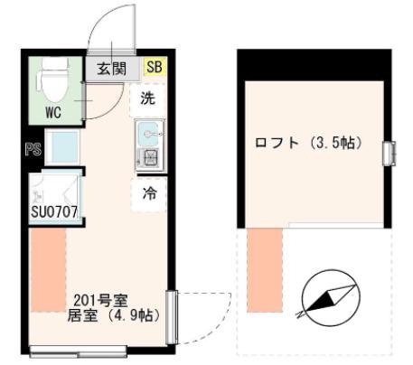 BLUE SANDS(1K/2階)の間取り写真