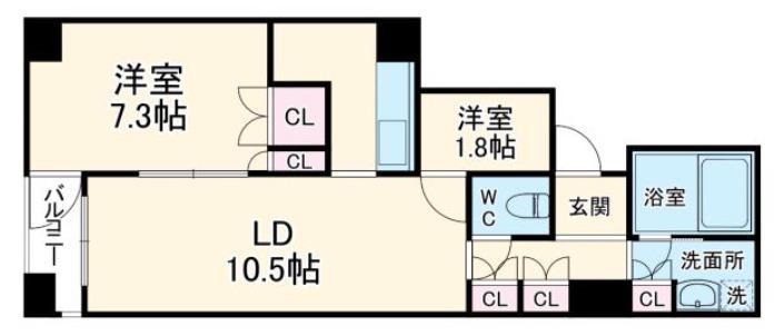 ブランズタワー大阪備後町(1SLDK/19階)の間取り写真