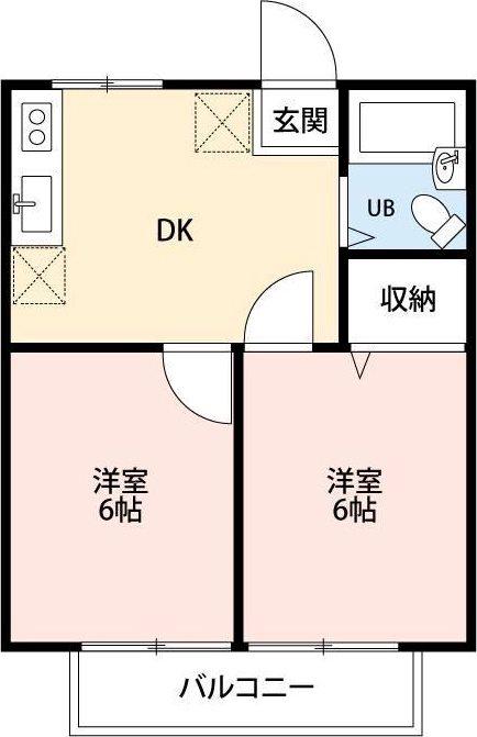 彩輝8B(2DK/2階)の間取り写真