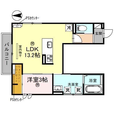 神前ウエストワンズ(1LDK/3階)の間取り写真