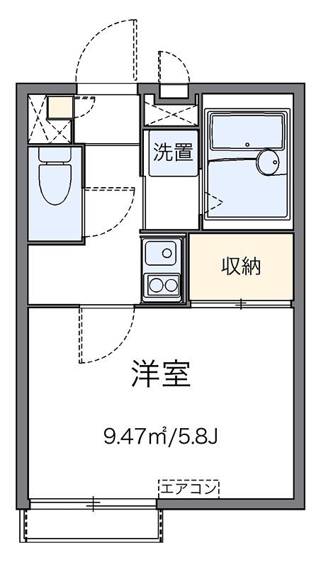 ヤングヴィラ坂上(1K/1階)の間取り写真