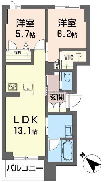 クオリスタ柏東(2LDK/3階)の間取り写真