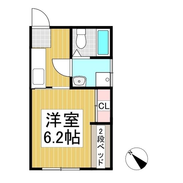 パティオ芳田(1K/2階)の間取り写真