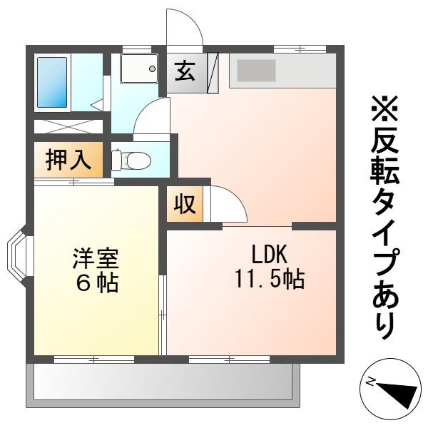 メゾンシラカワ(1LDK/2階)の間取り写真