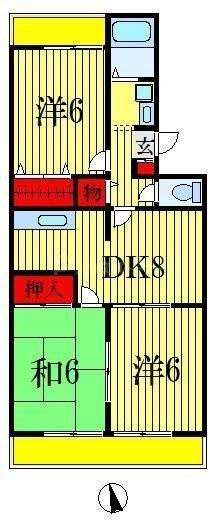 グレース西船橋(3DK/2階)の間取り写真