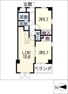 AMBER HOUSE(2LDK/7階)の間取り写真