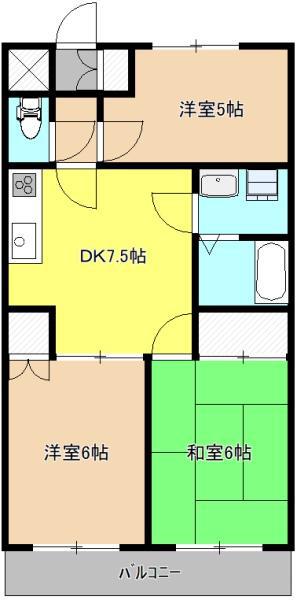 メイプル所沢(3DK/3階)の間取り写真