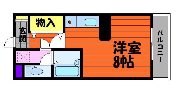 ウイーズビル(ワンルーム/2階)の間取り写真