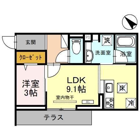 D-SERENO東田町(1LDK/1階)の間取り写真