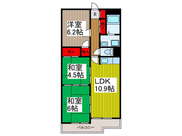 フォーラム川口(3LDK/2階)の間取り写真