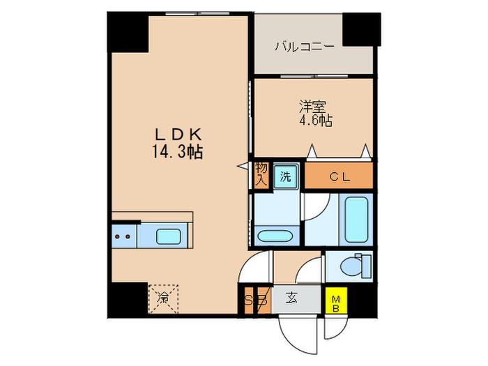 増田屋ビル(1LDK/6階)の間取り写真