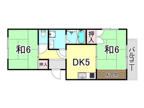 濱田ハイツ(2DK/2階)の間取り写真