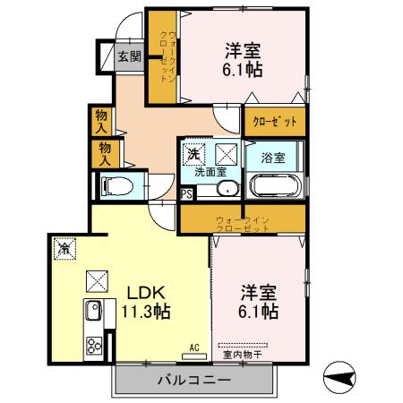 レジーナ富の原(2LDK/1階)の間取り写真