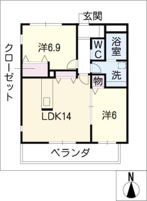 エスペランサ(2LDK/2階)の間取り写真
