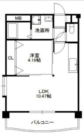 グランディールTUBASA(1LDK/1階)の間取り写真