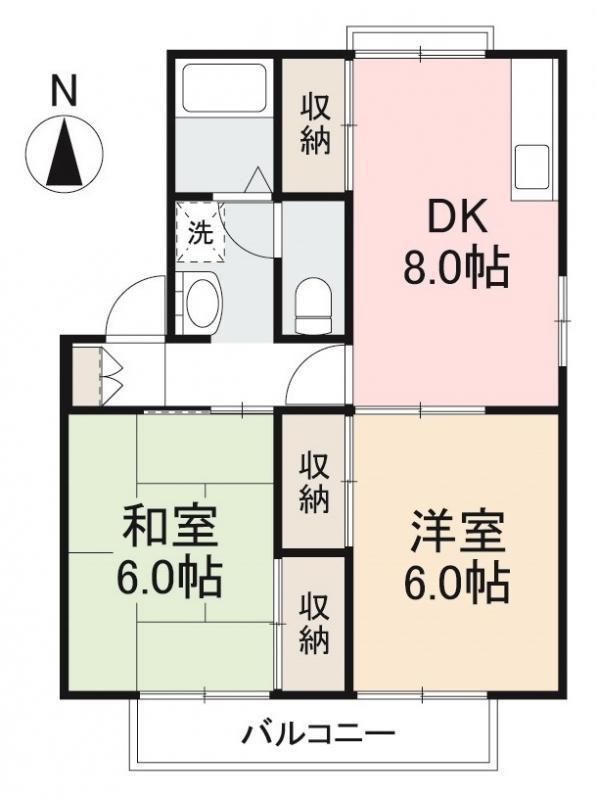 アドバンス香西(2DK/2階)の間取り写真
