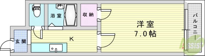 第1中本ビル(1K/2階)の間取り写真