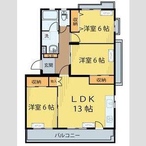 リビエラ広瀬(3LDK/2階)の間取り写真