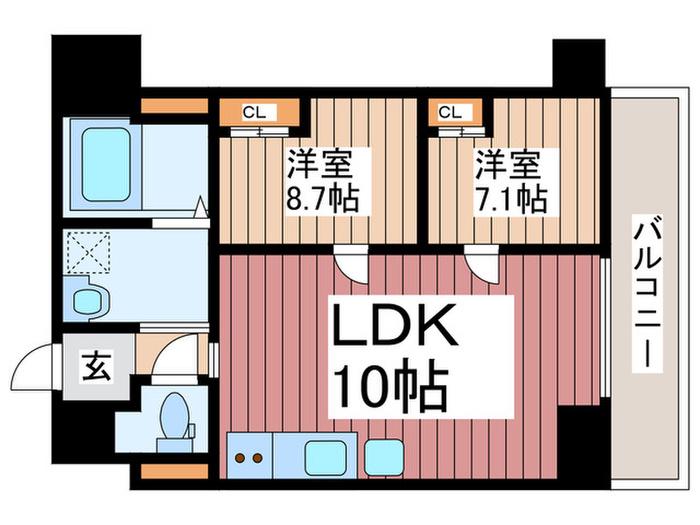 フェリチタ越谷駅前(2LDK/4階)の間取り写真