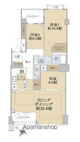 パークハウス大濠(3LDK/4階)の間取り写真