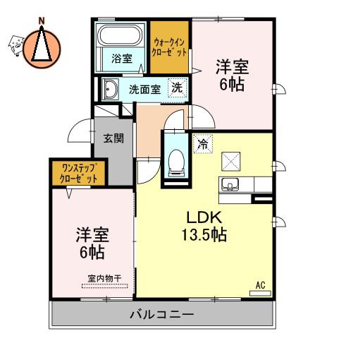 カルチェ ASUKA(2LDK/1階)の間取り写真