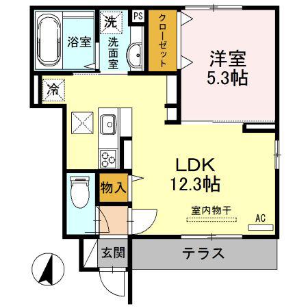 パティオ・デル・ソル(1LDK/1階)の間取り写真