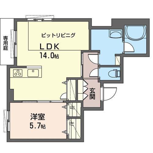 レフィシア(1LDK/1階)の間取り写真