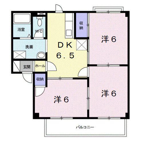 グレイスI(3DK/1階)の間取り写真