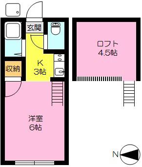 コーポ中村II(1K/2階)の間取り写真