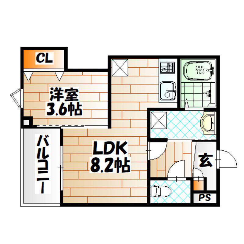 ジーメゾン戸畑(1LDK/3階)の間取り写真