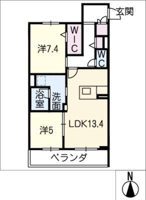 マ・サンテラス相生山(2LDK/3階)の間取り写真