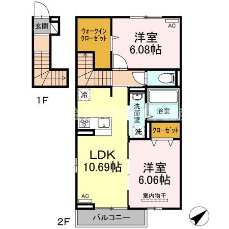 エランドール(2LDK/2階)の間取り写真