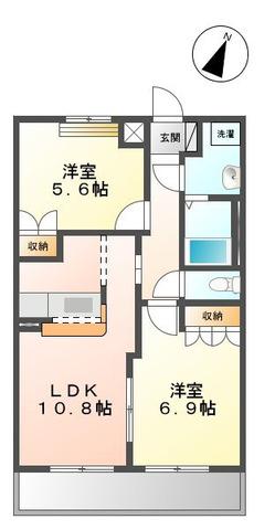 グローリアス・ハイム(2LDK/2階)の間取り写真