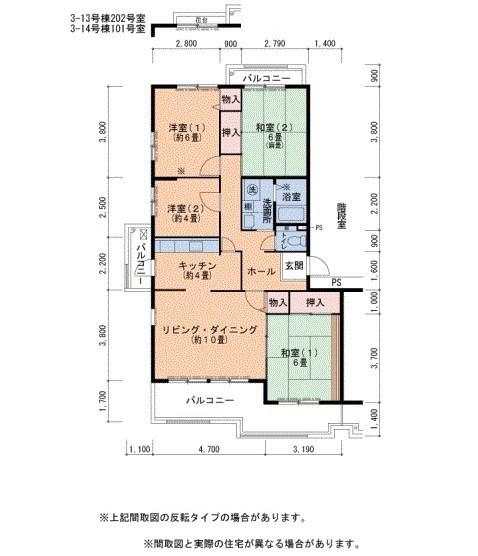 UR泉北城山台二丁団地12号棟(4LDK/1階)の間取り写真
