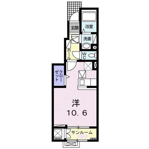 レグルス(ワンルーム/1階)の間取り写真