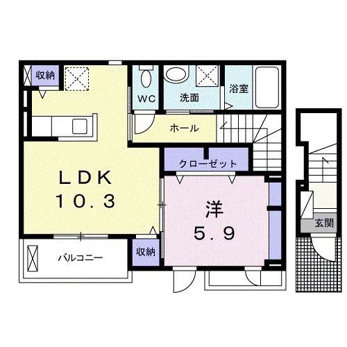 スカイガーデン(1LDK/2階)の間取り写真