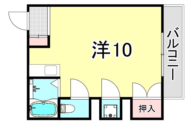 ソレイユコート(1K/4階)の間取り写真