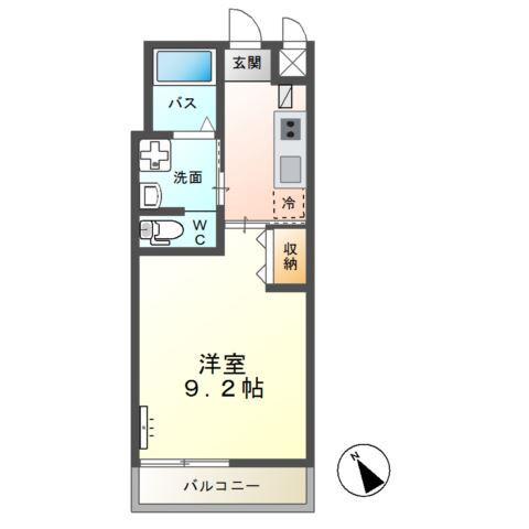 LAURIER(1K/1階)の間取り写真