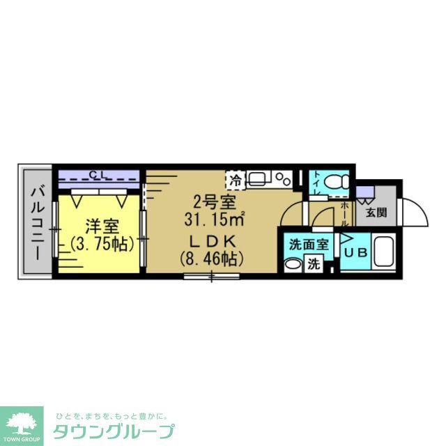 TSR新松戸(1LDK/2階)の間取り写真