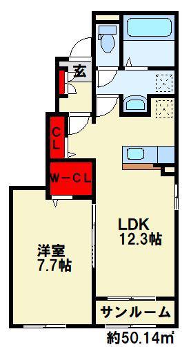 メゾン ド ジュネス I(1LDK/1階)の間取り写真