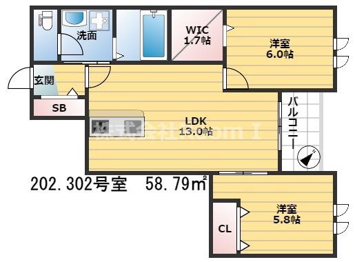 TRキャビン(2LDK/2階)の間取り写真